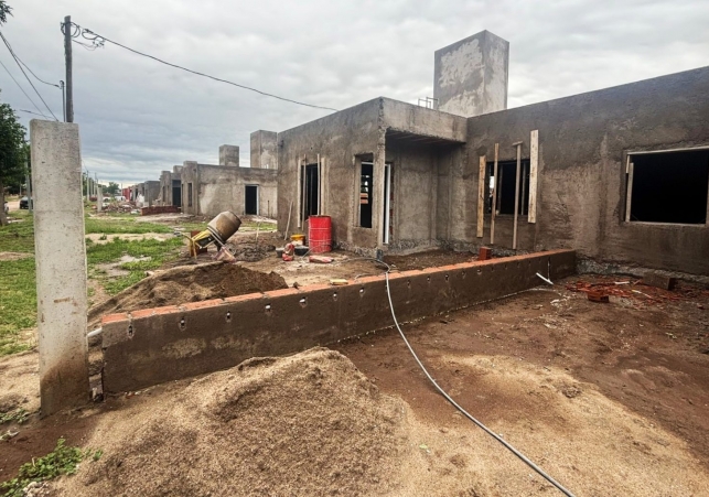 La 20 unidades habitacionales que se construyen en Concarán tienen un gran avance de obra